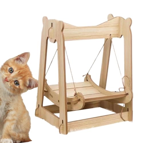 Cama De Hamaca Para Gatos De Madera - Columpio De Hamaca De Madera Para Gatos | Hamaca Colgante Para Mascotas | Cama Hamaca Para Gatos, Muebles De Cama De Descanso Para Mascotas, Adecuados Para Cachor