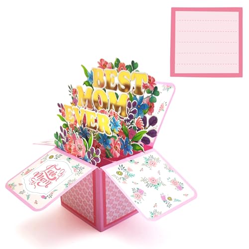Tarjeta Día de la Madre 3D Pop Up, Regalo Original Día de la Madre para Expresar Amor, Tarjeta de Felicitación con Sobre, Regalos para Mamá en su Cumpleaños y Primer Día de la Madre