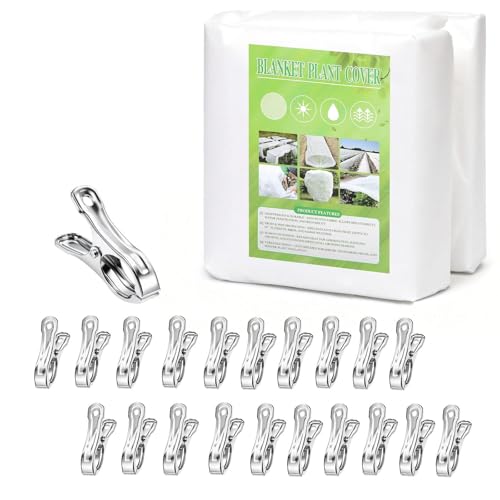 DINGIXOC Garden Fleece Plant Cover 3m x 10m 30gsm Horticultural Fleece Frost Protection with 20 Clips Non-Woven Winter Blanket for Outdoor Plants