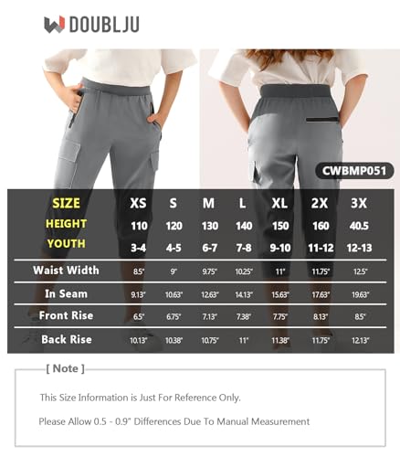 Image of DOUBLJU Lightweight Hiking Sweatpants Women Girls Kids Slightly Elastic Quick Dry Capri Cargo Jogger Athletic Workout Outdoor