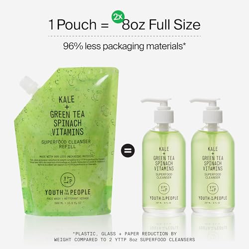 Youth To The People Superfood Facial Cleanser - Kale + Green Tea Daily Face Wash, Gentle Makeup Remover, with Soothing Antioxidants for Glowing Skin, pH Balance, Clean Pores, Sulfate-free, Refillable - Image 4