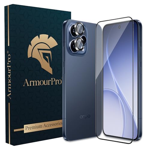 Image of ArmourPro Edge to Edge Tempered Glass for Oppo Reno 15 with Black Camera Ring Guard, 9H Screen Protector, Anti-Scratch, Anti-Fingerprint, Bubble-Free Installation Kit