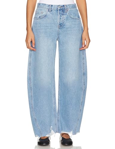 Barrel Jeans Women Trendy Baggy High Waisted Wide Leg Cropped Stretch Ankle Ripped Horseshoes Denim Pants 2025