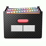 [File Archivo de expansión de alta capacidad] Este elegante organizador de archivos en expansión ofrece 24 bolsillos individuales, que pueden albergar aproximadamente 3000 hojas, se adapta bien para todos los tamaños de papel A4 y más pequeños. Adecuado para el archivo diario y el almacenamiento de documentos en el escritorio y el estante de uso superior, haciendo que todos sus archivos sean fáciles de recuperar.