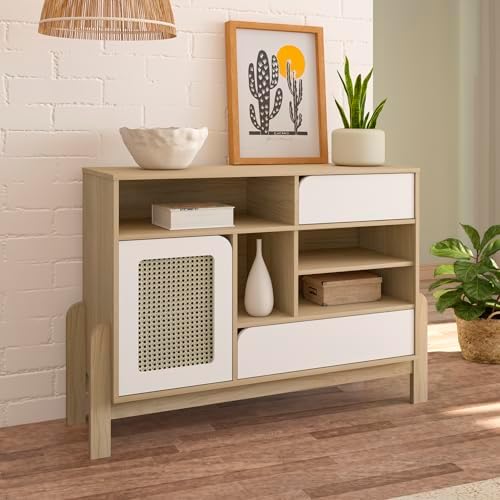 Buffet 1,22mt 2 gavetas 1 porta NATURE cor Naturale/Branco - Arte...