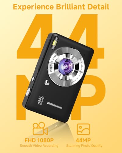 Digital Camera, 44MP FHD 1080P Camera for Kid with 16X Zoom Anti Shake, Compact Small Camera with 32GB SD Card, Digital Camera for Teens for Teens Girls Kids Adults(Black) - Image 4