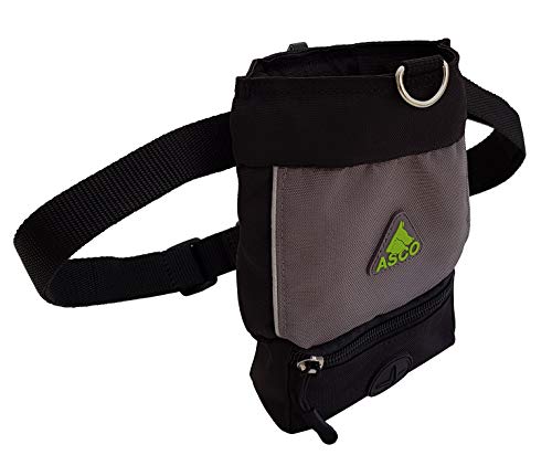 ASCO Leckerlibeutel, Futterbeutel für Hunde, Pferde mit Einhand-Schnappverschluss, Premium Futtertasche 15x20 cm schwarz AC51TB