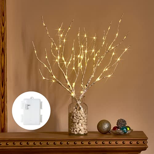 Birchlitland Lighted Birch Branches with Timer Battery Operated 18IN 70L Warm White LED Fairy...