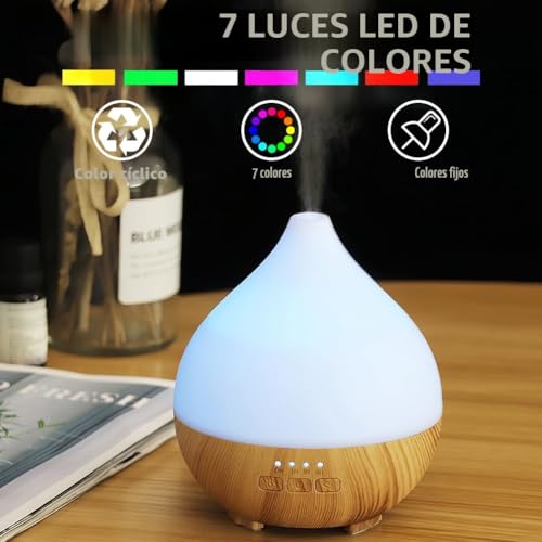 Miniatura 3 de Flintronic Humidificador Ultrasónico Y Difusor De Aromas, 100 Ml Difusor De Aceites Esenciales, Apagado Automático Sin Agua Y Temporizador, Luz De Noche Para Bebés, 7 Colores Led