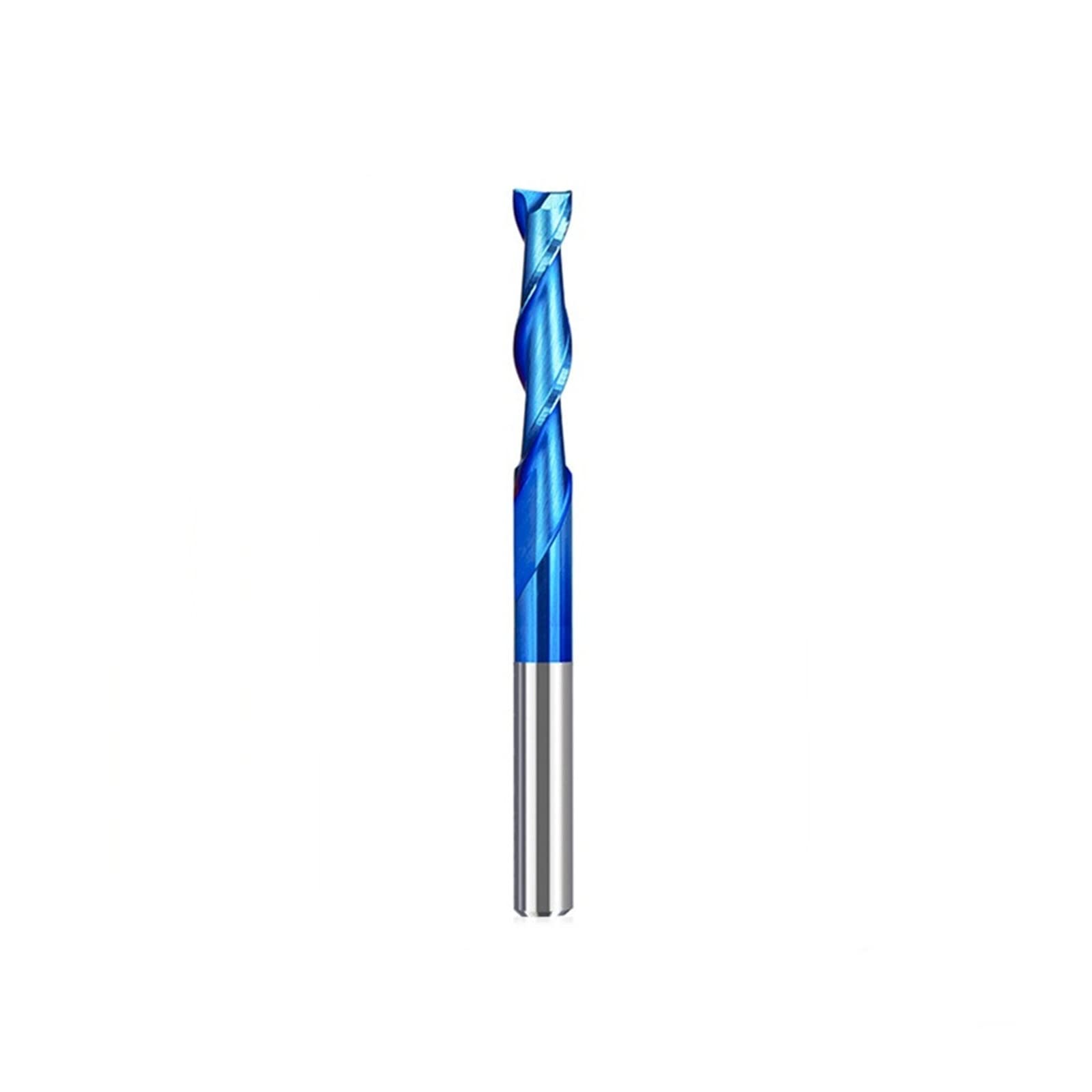 10 Brocas for fresadora CNC de Punta Plana con Revestimiento Azul Nano, vástago de 1/8", 2 Flautas, Fresa Espiral CNC, Fresa de carburo de tungsteno.(1.6x3.175mm)