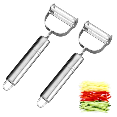 2 en 1 Éplucheur Multifonction Éplucheur De Légumes Et Fruits en Acier Inoxydable 2pcs Machine a Eplucher Les Pommes De Terre Accessoire De Cuisine Pratique Et Facile À Nettoyer