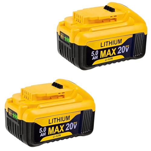 HHMM Replacement for Dewalt 20V Max Battery（2 Pack）: 5.0Ah Lithium Batteries Compatible with Dewalt Battery DCB180 DCB200 DCB204 DCB205 DCB206 DCB208