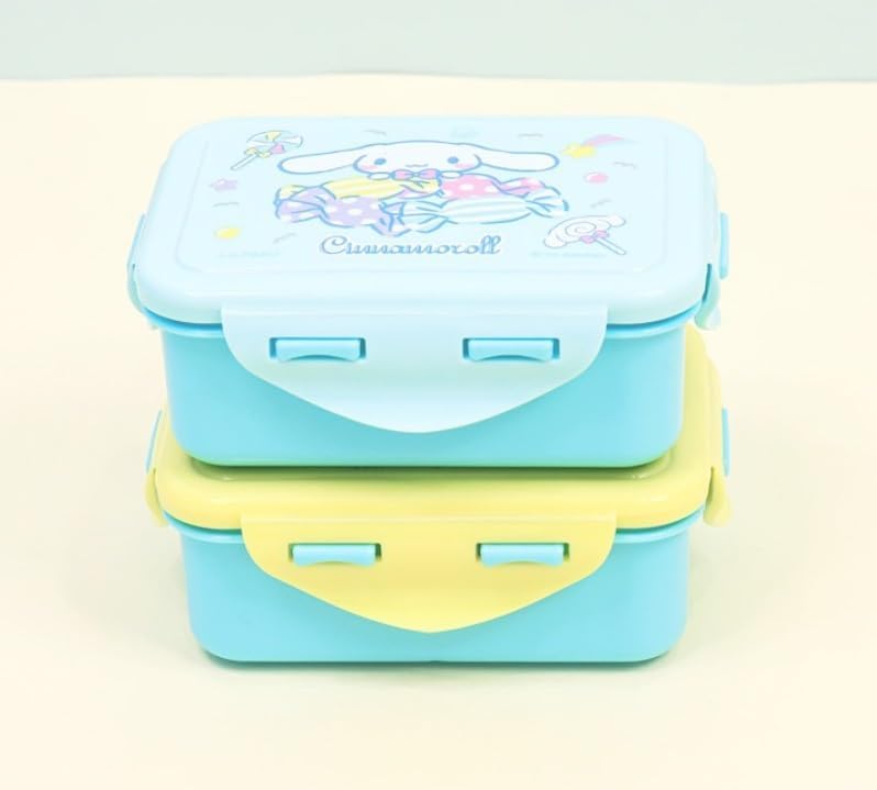 Lilfant Cute Small Bento Box, Lunch Box with Bag, Snack Containers, 5.1 x 3.7 x 1.9 inches (Sky blue)