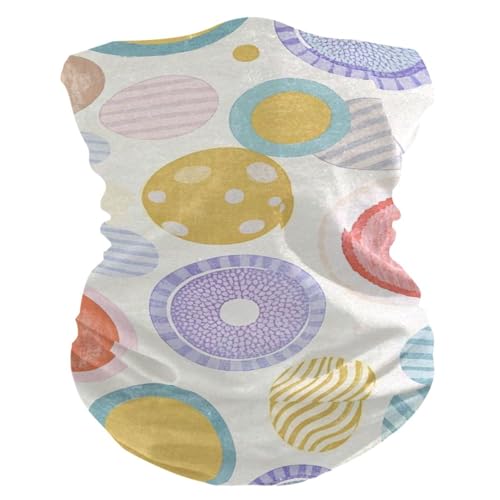 Polka Dot Colorful Round Modern Beige Four season Dust and Dirt proof wristband neck gaiters for women Moisture Wicking beanie face mask reusable for Skiing Daily outfit halloween mask mascara