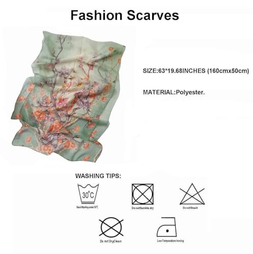 Image of Pokeedioty Scarfs for Women Lightweight Scarves Elegant Floral Pattern Sheer Scarfs Shawls Wraps
