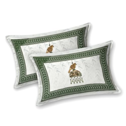 Image of 240 TC 100% Cotton Bedsheet for Double Bed King Size with 2 Pillow Covers | Breathable & Super Soft Rajasthani Sanganeri Jaipuri Printed Bed Sheet -100 * 108 Inches (Jaipuri Chhatar)