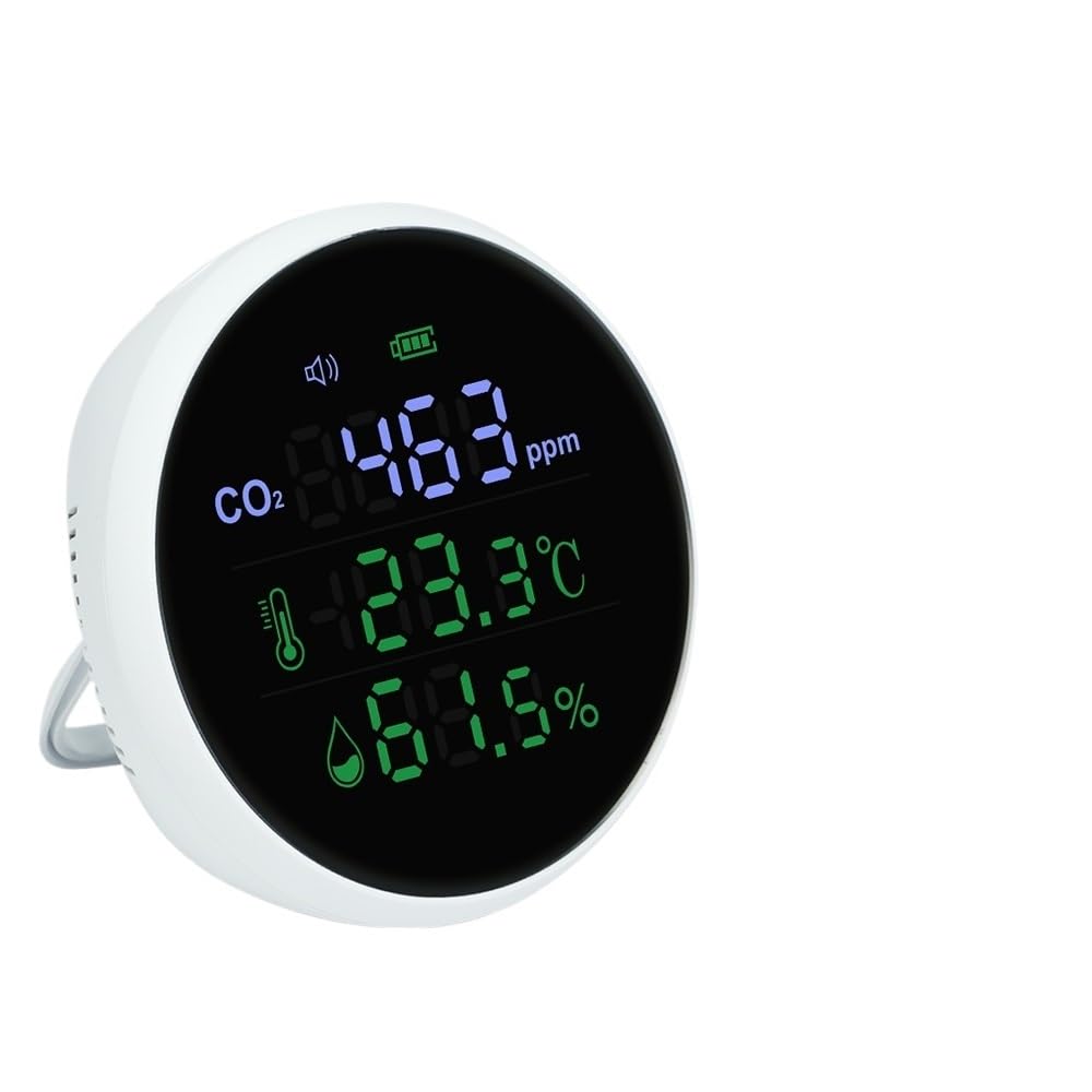 Misuratore di CO2 for anidride carbonica, Montaggio a Parete, misuratore di qualità dell'Aria Interna, misuratore di umidità e Temperatura, colorato