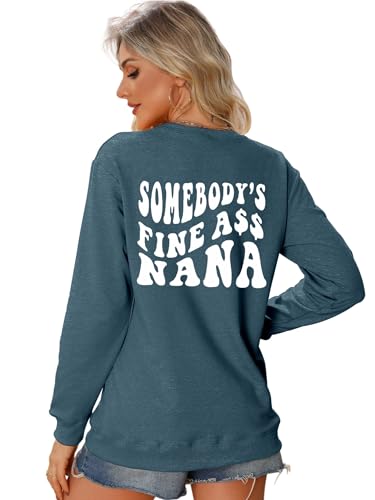 Banana Bad Ass Nana Grandma Grandmother Sweatshirt, Funny Double-Print Letter Graghic Long Sleeve Nana Tops3