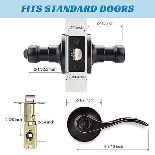 Bronze Keyed Entry Door Lever, Exterior Keyed Entrance Handle, Wave Style Lever Door Handle With Lock, Front Door Handle Set, Left/Right Handed Door Handle #TOP3