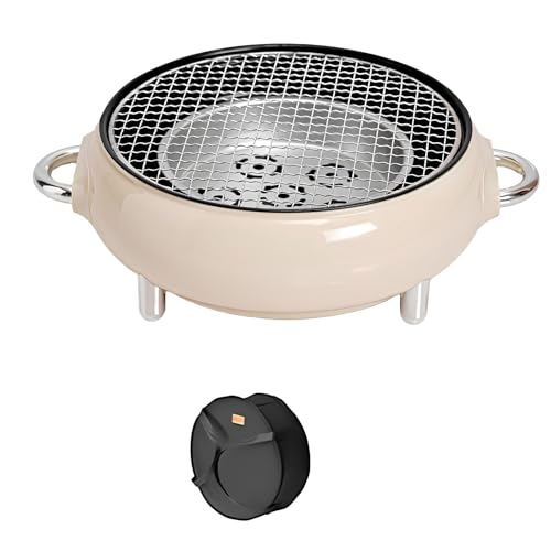 Miniparrilla portátil para Barbacoa, Parrilla de carbón Estilo Coreano para Exteriores, fácil de Montar y Limpiar, Disponible en Varios Paquetes (Blanco Roto, B)