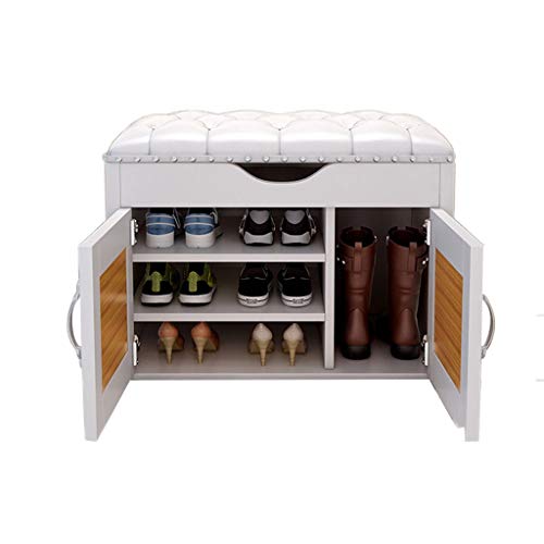 THBEIBEI Storage Benches 3-tier Storage Bench With Storage Layer Wood Storage Shelf Shoes Rack Separate design Cabinet Shoe Bench Seat Storage Organiser For Hallway Entryway Living Room
