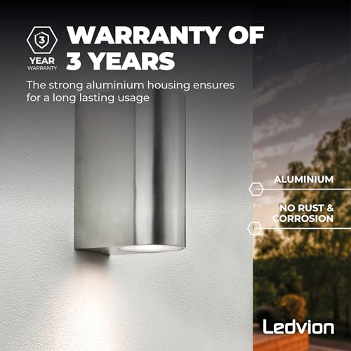Ledvion - Wall Lamp Santa Barbara, LED Wall Lamp Outdoor, Gray Round, 2x Stainless Steel Up&Down, IP54, GU10 - Image 4