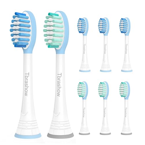Replacement Toothbrush Heads Compatible with Philips Sonicare Replacement Heads, Electric Replacement Brush Head Compatible with Phillips Sonicare Snap-on Electric Toothbrush, Green and Blue, 8 Pack