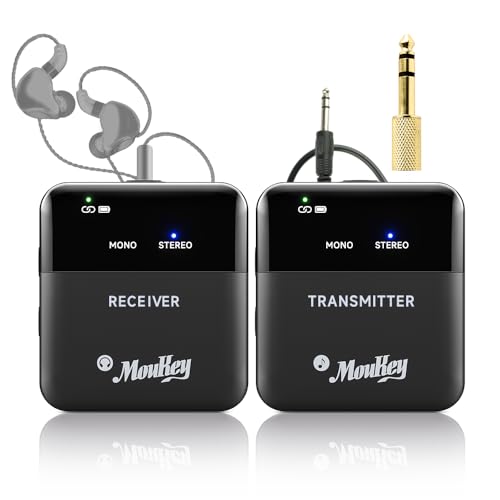 Moukey Wireless in Ear Monitor System, Stereo IEM System 2.4G Wireless with Transmitter Beltpack...