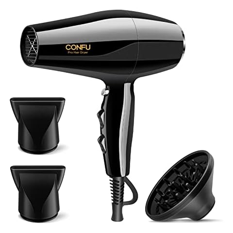 Professional 1875W Ionic Salon Hair Dryer, Ionic Blow Dryer with Diffuser and 2 Concentrators, 2 Speed, 3 Heat Setting, Cool Button, AC Motor Pro Ceramic Quick Drying Hairdryer for Curly Straight Hair Cover