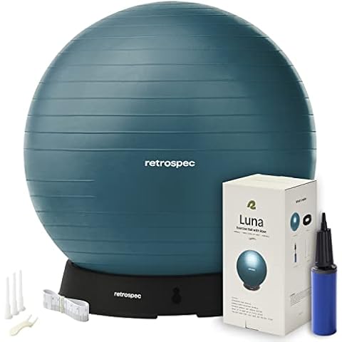 Retrospec Luna Exercise Ball - 55, 65, or 75cm Yoga Ball for Workouts, Stability, Pregnancy - Swish Balance Ball w/ Pump & Base for Office & Home Gym Cover