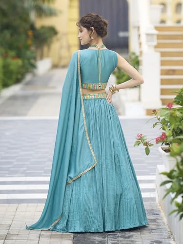 Image of PURVAJA Women's Silk Semi-Stitched Lehenga choli