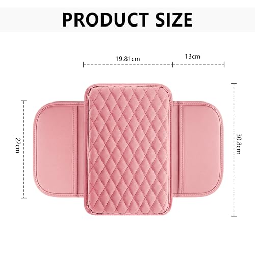 Image of Upgraded Car Armrest Cover, Microfiber Leather Arm Rest for Car Cushion with 2 Pocket Car Organizer, Universal Car Interior Accessories for Cars SUV Trucks (Pink)