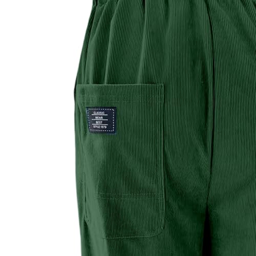 Mens Corduroy Straight Leg Pants Long Solid Elastic Waist Casual Pants Loose Fit Going Out Pants with Pockets3