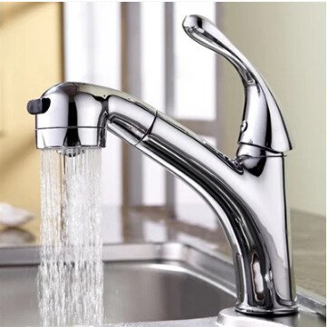Cubierta de moda de latón montado sola palanca caliente y frío del grifo del lavabo grifo del fregadero cuarto de baño del grifo del lavabo con la extracción en Cabeza de ducha