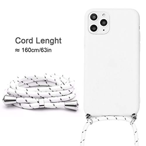 Eouine Crossbody Case For Iphone X/Xs [5.8"], Iphone X/Xs Case With Neck Cord Lanyard Strap - Anti-Scratch White Silicone Tpu Adjustable Necklace Strap - White #TOP4