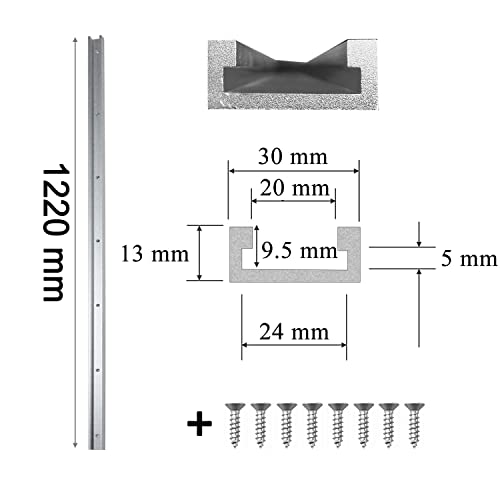 T Nut Schiene, 4 Stück T-nut Schiene Aluminiumlegierung, T-Track 1220mm T Profil Gleitschiene T Nut Gehrungsschiene für Tischsäge Router Tisch Holzbearbeitungswerkzeug, 30x13mm