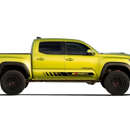 2X Side Door Stripes Decal Sticker Sport Edition 4X4 Compatible with Toyota Tacoma 2004 - Present (02) (Gloss Black)