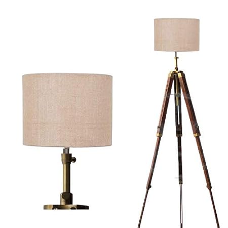 Paris Wooden Tripod Floor Lamp with Jute Shade by Collectibles Gallery