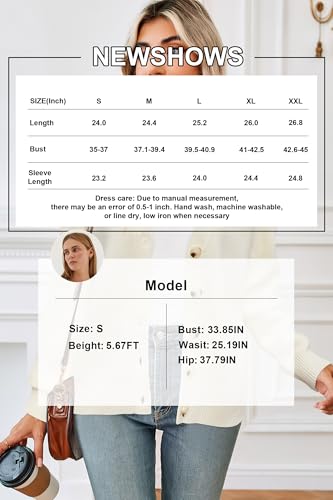 Image of Newshows Womens Fall Fashion 2024 Wool Blended Cardigan Sweater Button Down Long Sleeve Knit Outerwear Coats