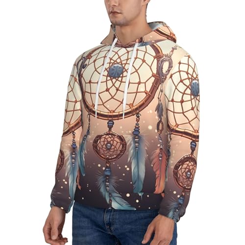 Men's Fleece Pullover Hoodie Long Sleeve Hooded Native American Dream Catcher Sweatshirt Casual Shirts With Pockets3