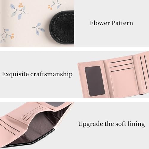 Image of RNIEGA Small Wallets for Women Trifold Vegan Leather Wallet RFID Blocking Card Holders with ID Window