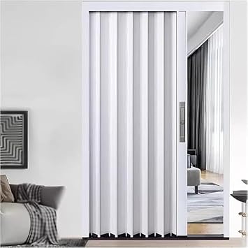 Internal Folding Sliding Closet Door with Lock, Space Saving Pleated Accordion Panel for Home and Office