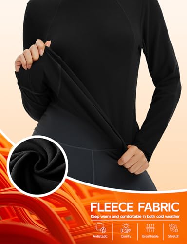 baleaf Women's Fleece Lined Thermal Long Sleeve Shirts Base Layer Winter Warm Tops Mock Neck Running Clothes Workout3