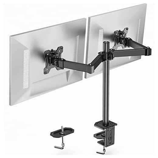 HUANUO Soporte 2 Monitores, Soporte Monitor Doble Totalmente Ajustable para Dos Pantallas LCD LED de Tamaño Desde 13 a 27 Pulgadas, 2 Opciones de Montaje, VESA 75/100