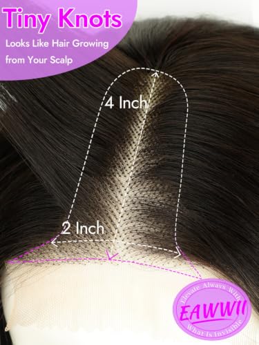 Image of Eawwii Wigs for Women Dark Soft Brown,Short Wavy Synthetic Lace Wig 18 Inch