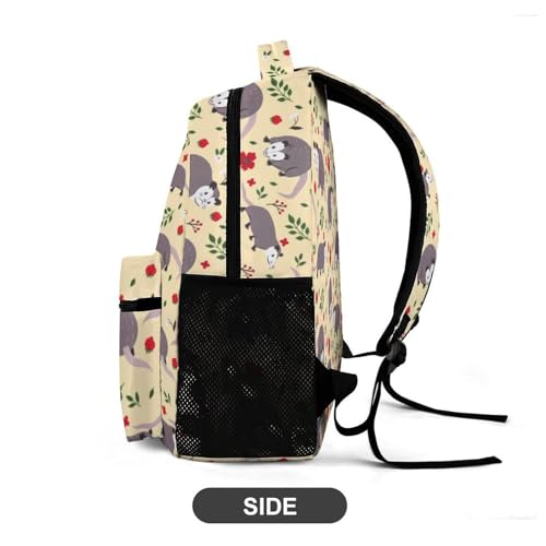 Opossum School Backpack for Kids Girls Boys, 16 Inch Opossums Bookbag, School Backpack for Students Children 5