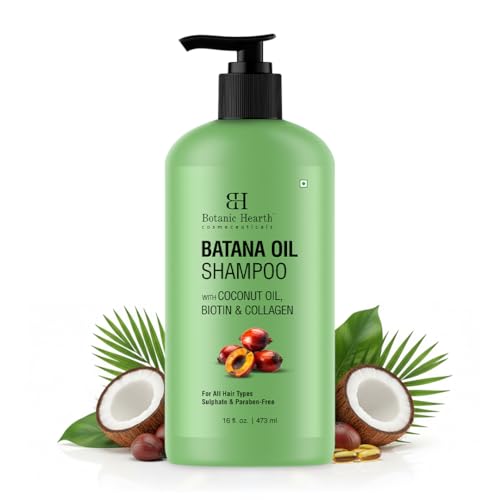 Image of Botanic Hearth Batana Oil Shampoo for Hair Growth & Thickness 16 Fl Oz | Biotin Shampoo | Clarifying for Oily Scalp & Dry Ends | Hydrating for Dry, Frizzy & Curly Hair | Men & Women