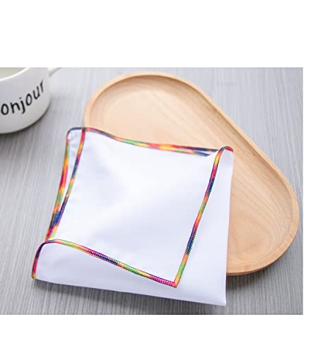Image of 3-Pk Mens Cotton White Pocket Square with Color Border(10 Colors)