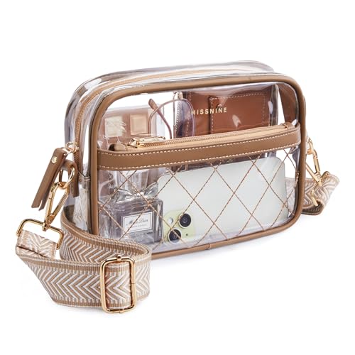 Image of Missnine Clear Bag for Stadium Events Quilted Clear Purse for Women Stadium Approved PVC Crossbody Concert Bag
