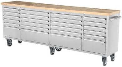 Thor Kitchen HTC9624W 96 Inch 96" 24 Drawer Wide Stainless Steel Anti-Fingerprint Tool Chest with Work Station, Brown
